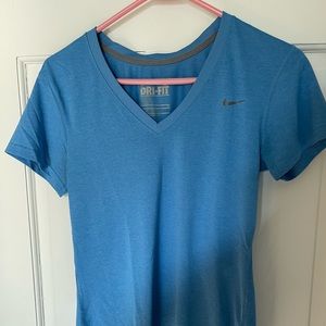 Light Blue Nike Dri Fit V Neck Shirt